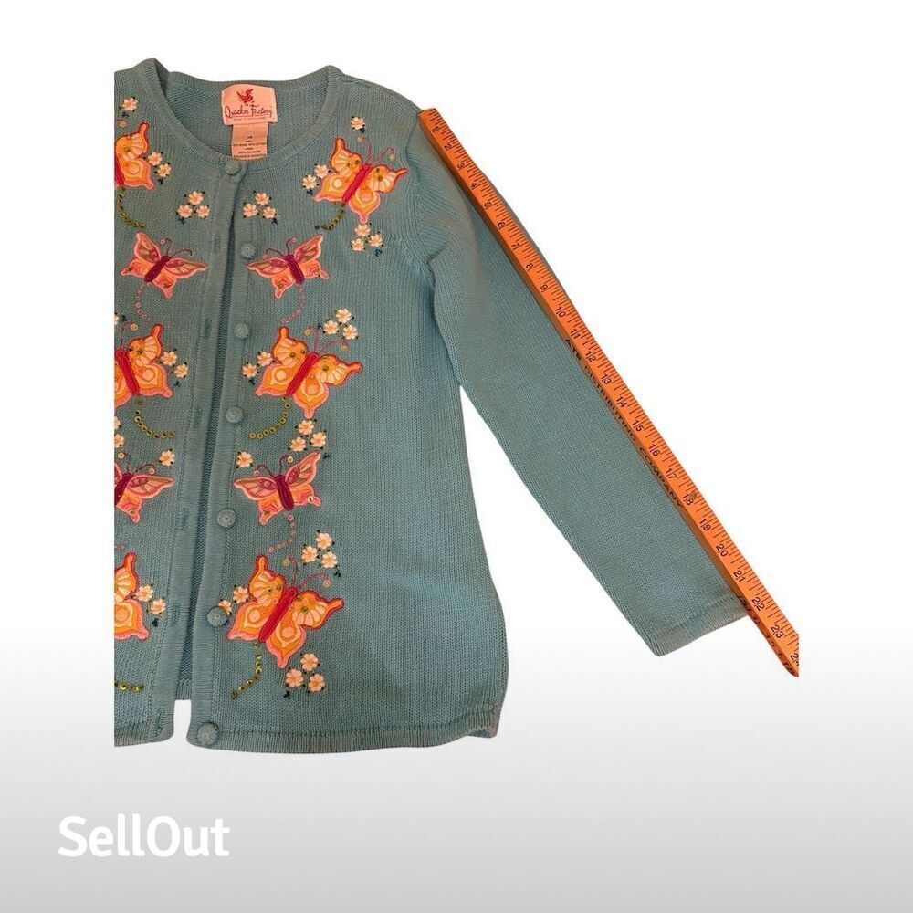 Quacker Factory Women's XS Blue Embroidered Butterfly Cardigan Sweater - Picture 6 of 6